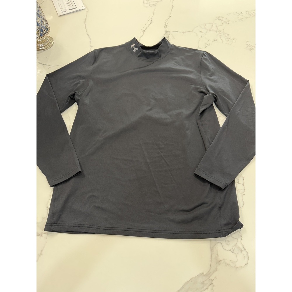 Under Armour Shirt Mens XL Gray ColdGear Mock Neck Long Sleeve Base Layer